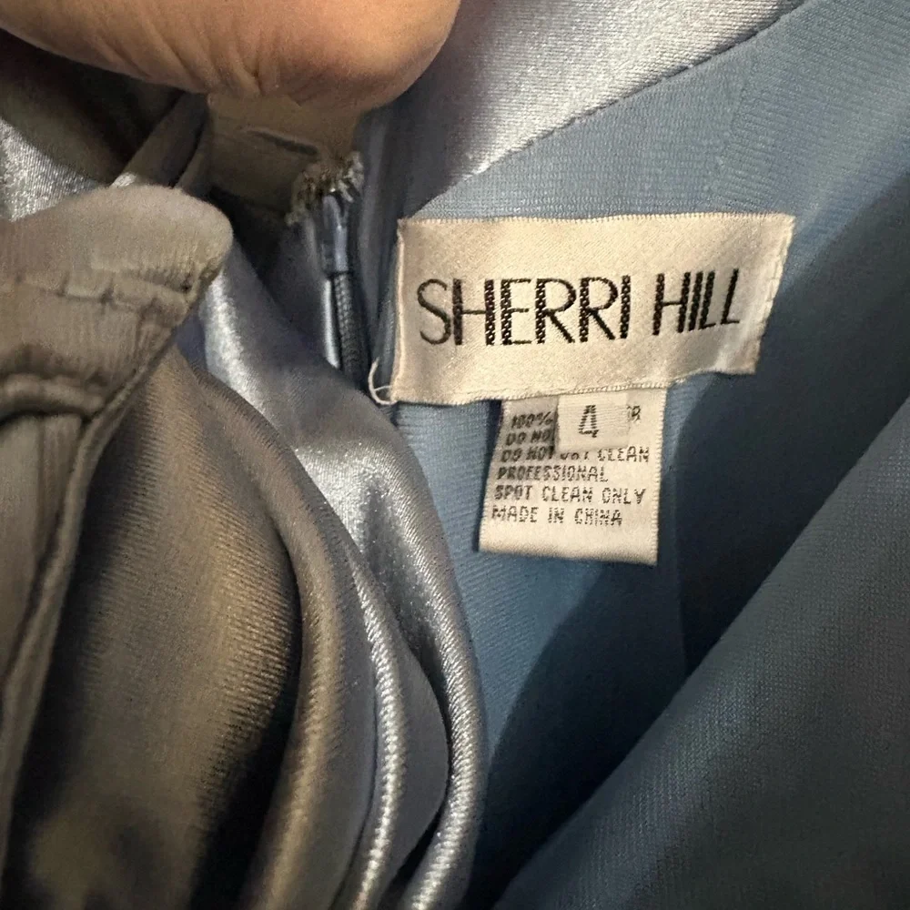Sherri Hill Light Blue Satin Prom Dress 54923 - Picture 3 of 4